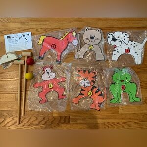 Noah’s Ark Animal Wood Croquet Set made in France by Vilac NWT